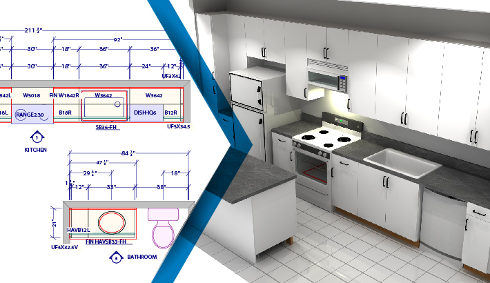 I-shape Kitchen Cabinet Drafting
