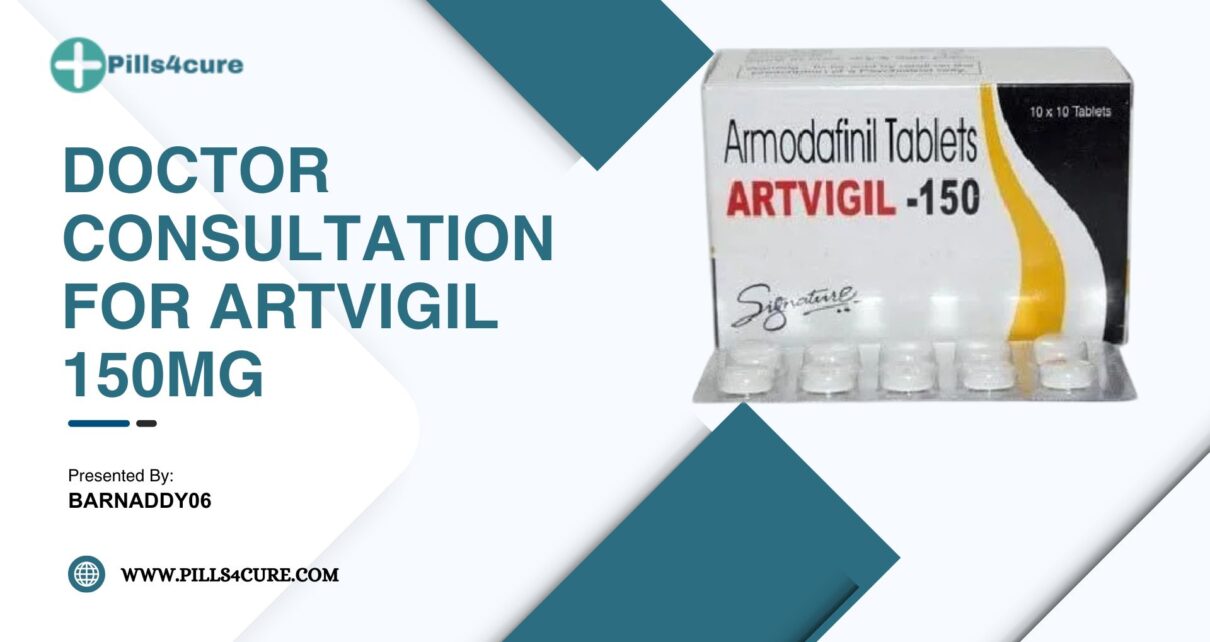 Doctor consultation for Artvigil 150mg with medication pack and Pills4cure branding