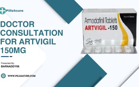 Doctor consultation for Artvigil 150mg with medication pack and Pills4cure branding