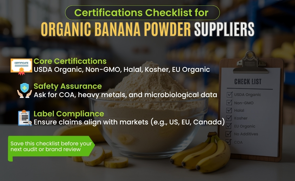 A large bag of organic banana powder for bulk buying, showcasing its eco-friendly packaging and nutritional benefits.