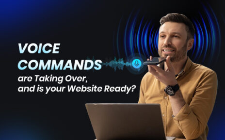 Man using voice commands on smartphone for website search