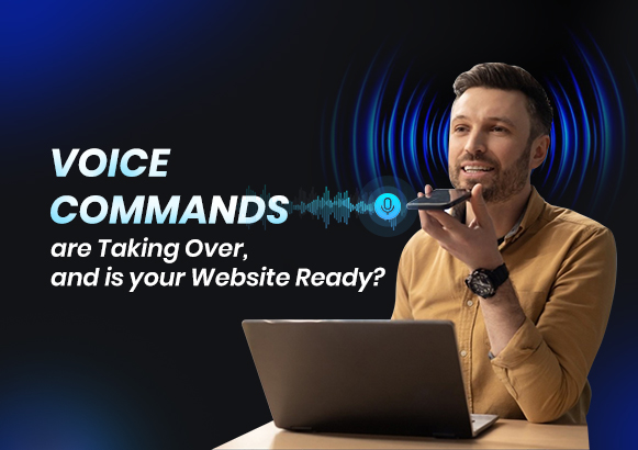 Man using voice commands on smartphone for website search