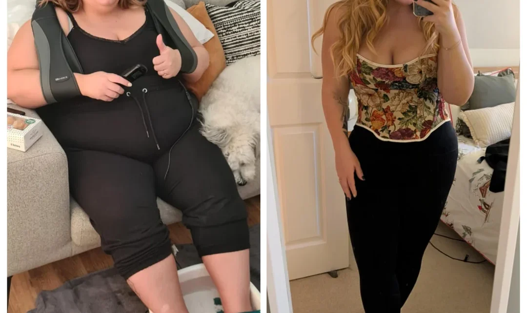 Healthy weight loss journey with balanced diet and exercise.