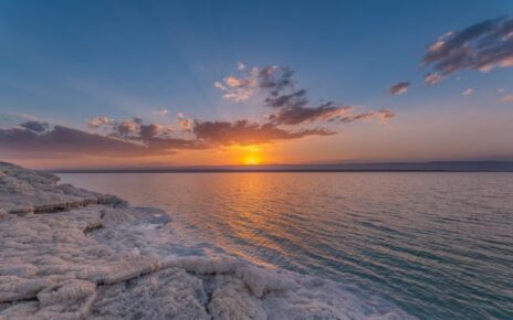 sunset in dead sea jordan