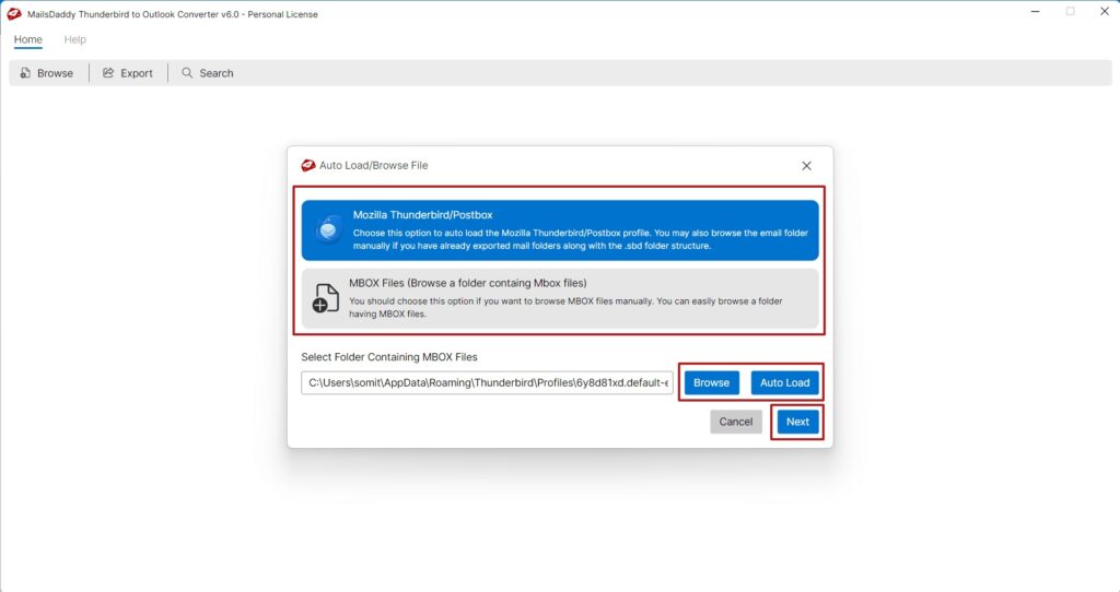 add thunderbird mailbox